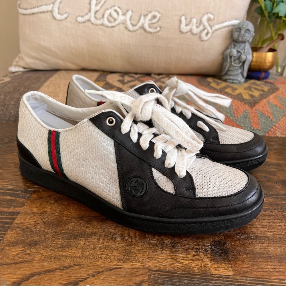 GUCCI Leather And Tech Fabric Web Strap Men’s Sneakers 8